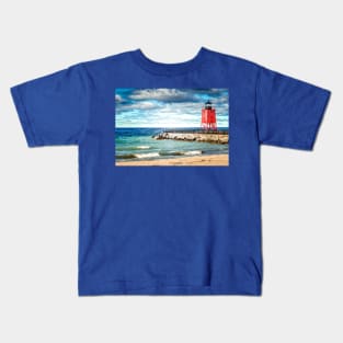 “Charlevoix South Pier Lighthouse” Kids T-Shirt